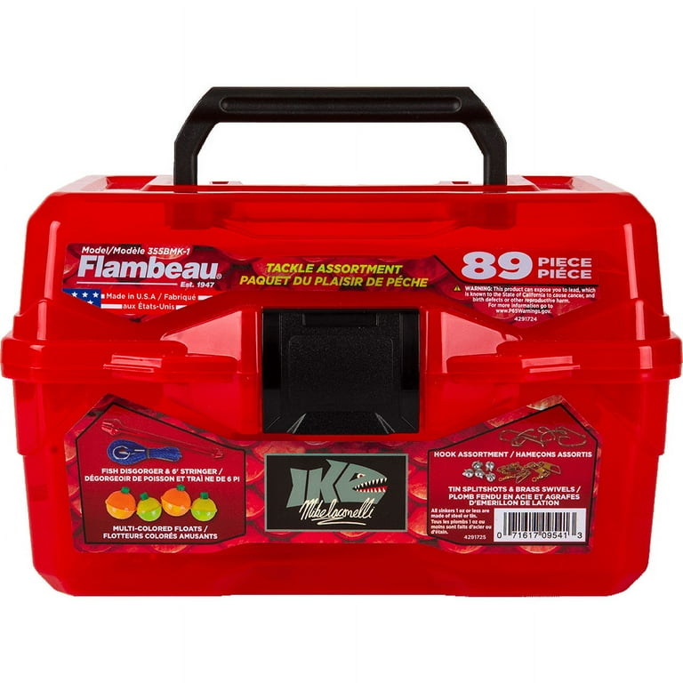 Flambeau Outdoors, Ike Bigmouth Tackle Box Kids Tackle Box 89 Piece Kit,  Red, Plastic, 8.75 inches long - Walmart.com