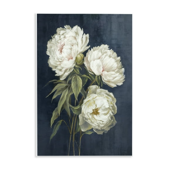 Stupell Industries White Blossoms on Blue Plants & Flowers Painting Unframed Art Print Wall Art, 10 x 15