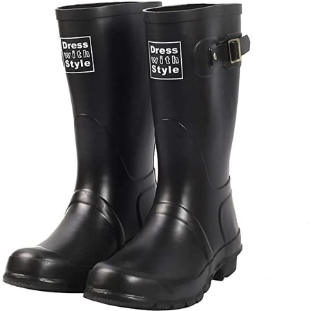 

Dress with Style Women Short Rubber Rain Boots (11 Black)