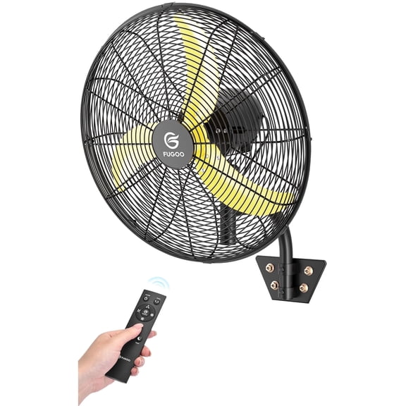 20″ Outdoor Waterproof Wall Mount Fan, Quiet Oscillating, 4-Speed, 1500-5000CFM, Remote Control
