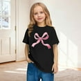 thumbnail image 2 of Miluxas Summer Tops for Girls Bow Graphic Crew Neck Short Sleeve Shirt Casual Loose Fit Workout Blouse Tee Black 11 Years, 2 of 8