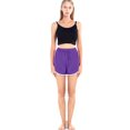 thumbnail image 3 of Womens Workout Shorts Yoga Gym Running Track Shorts Elastic Waist Splicing Summer Dolphin Short Pants Drawstring Fitness Sports Shorts,Purple S-4XL, 3 of 8