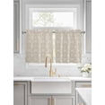 thumbnail image 2 of Half Window Curtain 36 Inches Long, Beige Damask Window Treatment Curtain Drapes, Vintage Country Scroll Floral Patterned Small Tier Curtains for Bathroom Over Sink, 27.5"x36", 2 Panels, 2 of 7