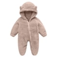 thumbnail image 3 of Baby Boys Girls Winter Outfit Bear Hooded Zip-Up Jumpsuit Full Body Scratch Protection Warm Coat for Cold Weather Outdoor Indoor Wear Infant Romper, 3 of 10