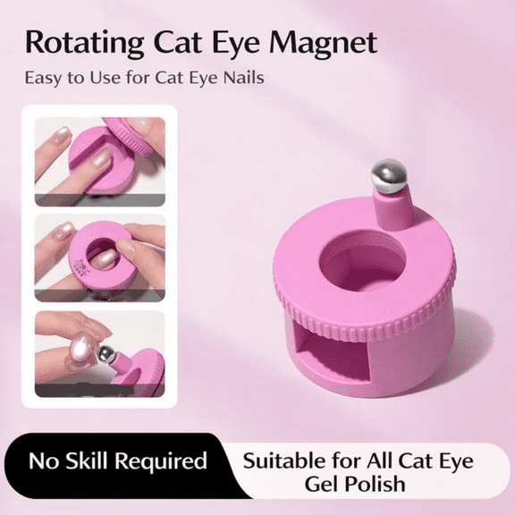 SeekLGT 2026 New Rotating Cat Eye Magnet Nail Art Tool 360 Degree Universal for Gel Polish Force Light Absorption 1 Count