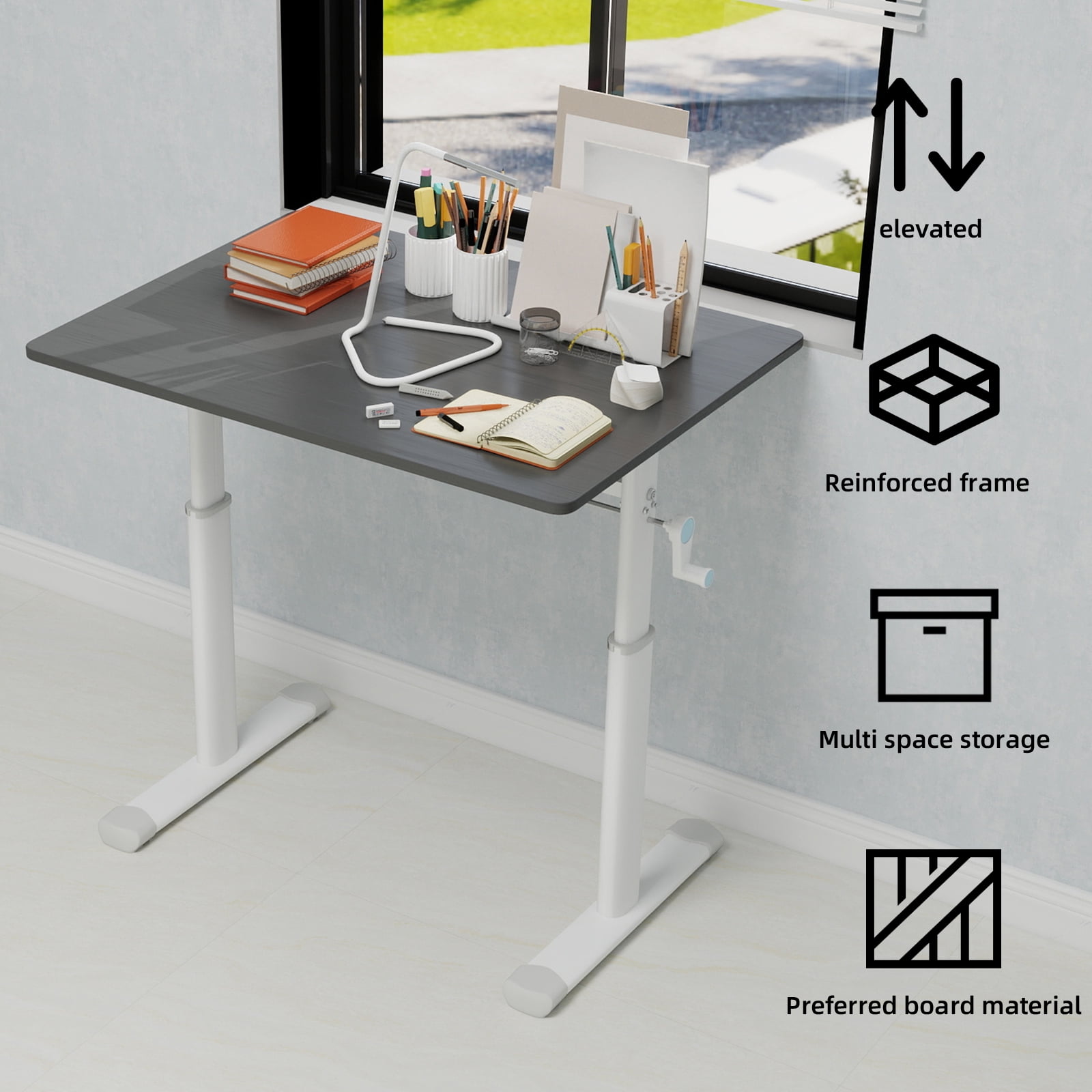 Adjustable Study Desk for Children and Adults, Height-Adjustable, Home Office Desk, Compact Design, 60x80cm