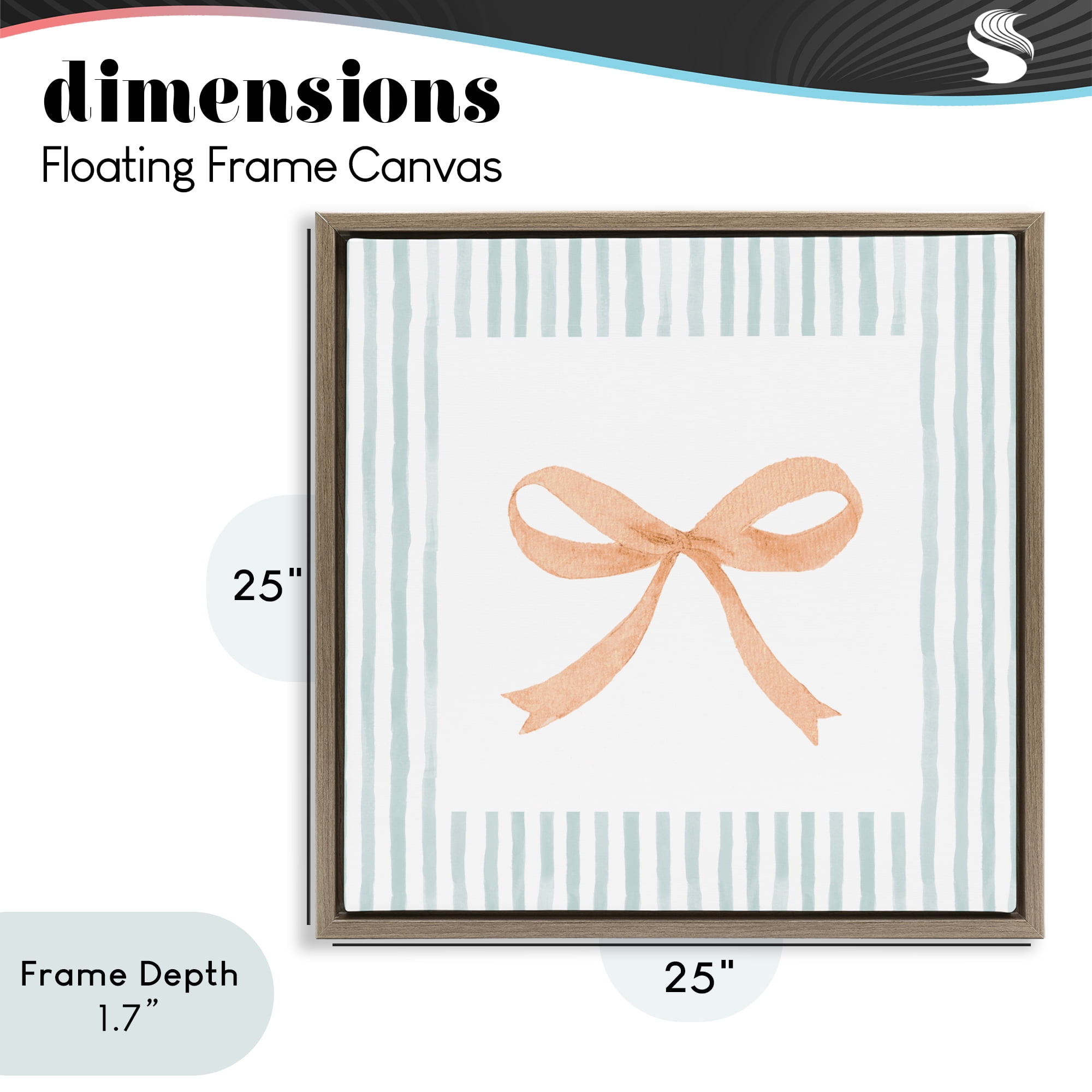 Stupell Industries Orange Bow with Stripe Border Brown Framed Floater Canvas Wall Art, design by Patricia Pinto