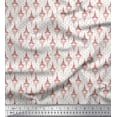 thumbnail image 1 of Soimoi Red polyester Crepe Fabric Arrow,Heart & Eiffel Tower Architectural Printed Fabric 1 Yard 52 Inch Wide, 1 of 1