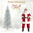 thumbnail image 3 of Gymax 7 FT Pre-lit Artificial Silver Tinsel Christmas Tree Slim Pencil Xmas Tree, 3 of 10
