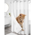 thumbnail image 3 of No Hook Shower Curtain with Snap-in Liner, Funny Cats Waterproof Fabric Bathroom Curtains, Cute Art Fun Lovely Animals on Toilets Bath Curtains & Mesh Top Window Narrow 36"x78", 3 of 9
