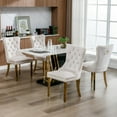 thumbnail image 4 of ODUSE-DAILY Beige Velvet Dining Chairs Set of 4, Kitchen & Dining Room Chairs, Nailheads Tufted, Sillas De Comedor, Fabric Upholstered, Golden Metal Legs (Beige, 4 Pcs), 4 of 12