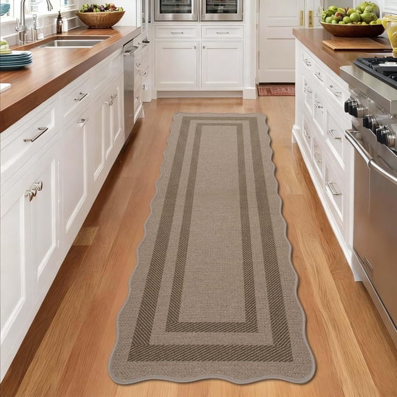 Ivalue 2'x 10' Kitchen Runner Rug Non Slip Hallway Runner Rug Washable Brown Carpet for Hallway Kitchen Bedroom Floor Corridor