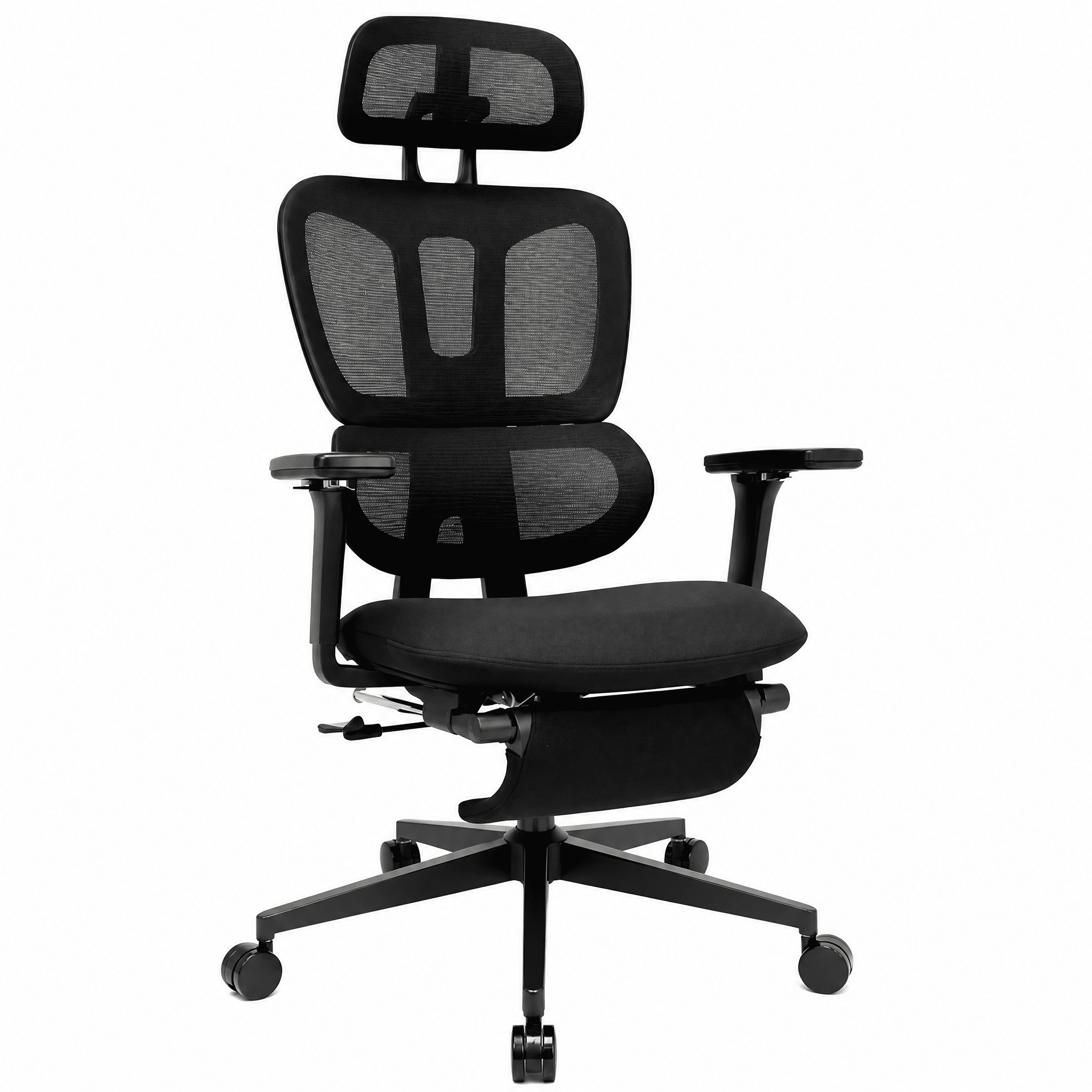 Ergonomic High Back Mesh Office Chair with Retractable Footrest, 2D Headrest & 4D Armrest, 90°-135° Reclining Sponge Cushion Computer Desk Chair