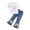 A-770White, variant on FEIFLY Girls Outfits Sets Toddler Casual Playwear Short Sleeve Letter Print Tops With Bow Denim Bottom Pants Outfits Sets For 2 6 Years Old Cozy Child Clothes Sets