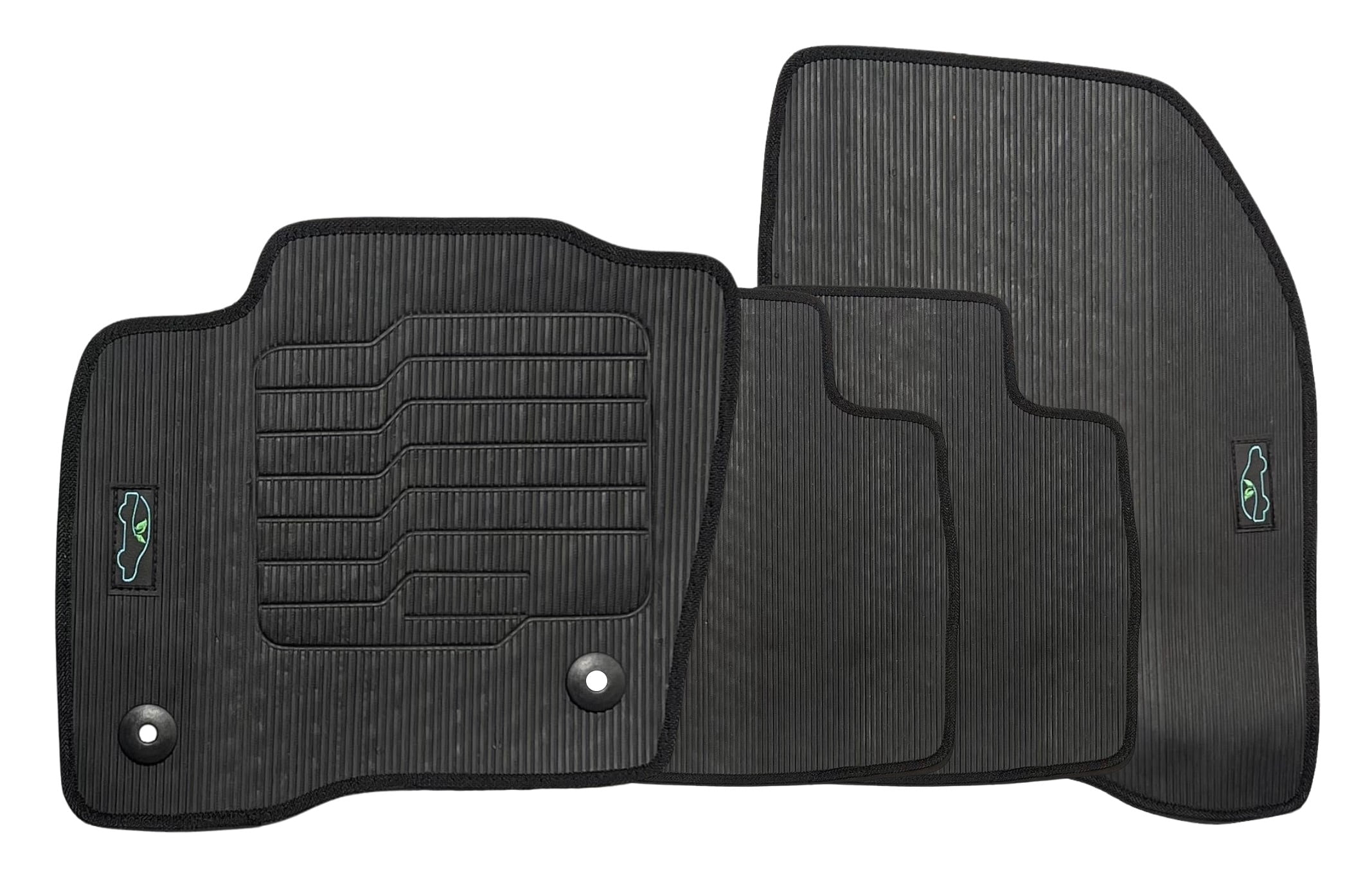 All Weather Floor Mats Custom Fit for 2015 to 2023 Ford Edge - Front and Rear - Black - Safety Locks - ecoMats