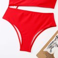 thumbnail image 5 of Pop Seller Summer Women's One-piece With Chest Pad Without Steel Ring Solid Color Hanging Neck Type Straps Bikini Swimsuit Red XL, 5 of 5