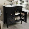 thumbnail image 2 of MAYEERTY 30" Bathroom Vanity with Sink, 1 Flip Drawer 2 Drawers Adjustable Shelf, Solid Wood MDF, Black, 2 of 6