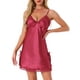 thumbnail image 1 of INSPIRE CHIC Vestido de Lencería de Encaje para Mujeres con Escote en V, Camisón Mini de Satén, Talla XS, Rojo Vino, 1 of 6