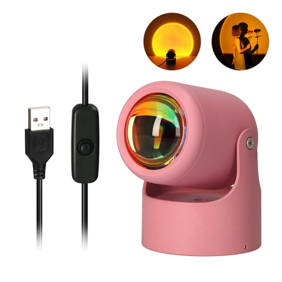 Yeacher Lampe DEL Alimentée par USB Projection de Coucher de Soleil Noir Rose 7,5*13 cm Applique Murale