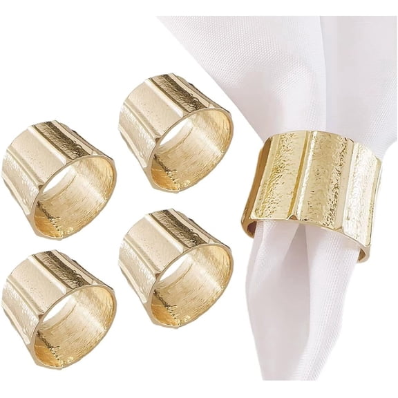 Fennco Styles Unique Multi-Flower Crystal Design Decorative Napkin Rings, Set of 4 – Floral Napkin Holders for Home, Dining Table, Holiday Décor and Special Occasions (Green & Orange)