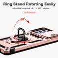 thumbnail image 4 of Heavy Duty Armor Case for Samsung Galaxy A32 5G, Rugged PC Soft TPU Military Grade Shockproof Metal Magnetic Car Mount Shockproof Cover with Camera Lens Sliding Ring Holder Bracket Case,Rosegold, 4 of 8