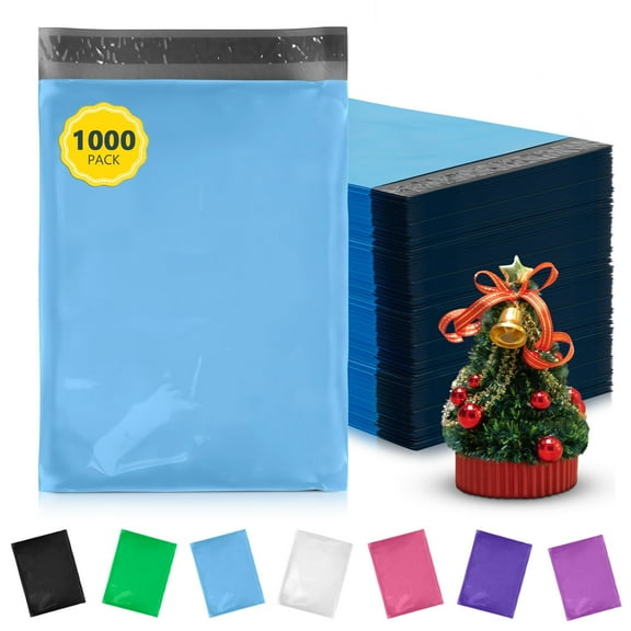 Poly Mailers 9 x 12 Inch. 1000 Pack of Blue 2 Mil Polyethylene Shipping Envelopes for Clothing. Self Sealing Poly Shipping Bags for Clothing. Waterproof Poly Bags for Shipping