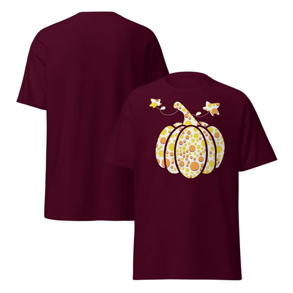 Pumpkin T-Shirt, Dot Day T-Shirt, Spotty Pumpkin (Maroon, S)