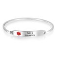 thumbnail image 1 of Bracelet d'Identification Médicale pour Diabète Type 1, Bracelet Élégant pour Femmes en Acier Inoxydable Gravé sur Mesure, 1 of 5