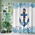 thumbnail image 3 of Shower Curtain, Nautical Anchor Strings Ocean Coral Waterproof Shower Curtain Set with Hooks for Bathroom Showers,Stalls and Bathtubs,72x72In Blue Marine Theme Fish, 3 of 9