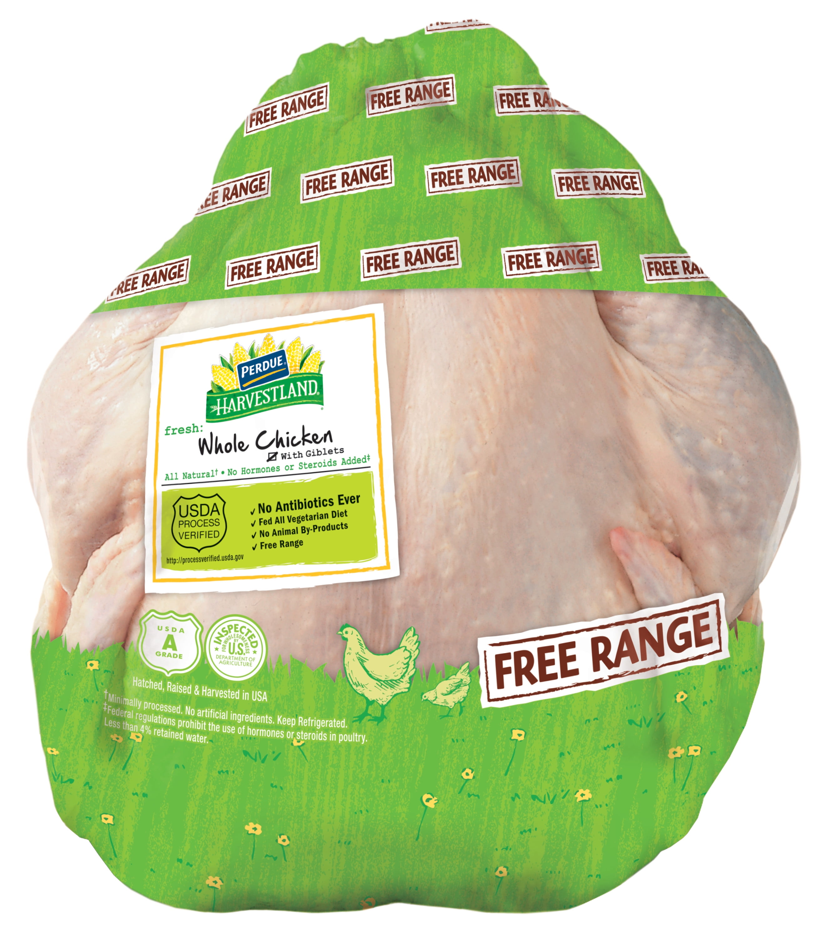PERDUE Harvestland Free Range Fresh Whole Chicken with Giblets, 46.25