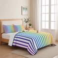 thumbnail image 5 of Quilts Queen Size, Thin Rainbow Striped Soft Comforter Bedding Set for Bed, Farmhouse Modern Stripes Lightweight Quilted Bedspread with Pillow Cover(2 Pieces) for All Season, 90x96 Inch, 5 of 9