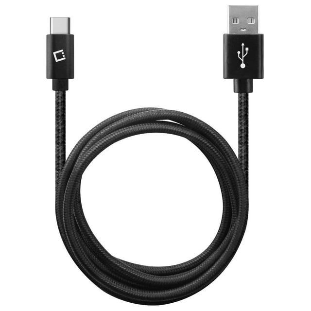 Cellet USB Cable Compatible with LG K51, Heavy Duty Braided USB Type C (USB-C to USB-A) Fast Charging Sync Cable (4 feet/1.2 meters) and Atom Wipe