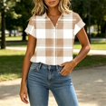 thumbnail image 7 of Ihhxva Tops for Women Plaid Button-Up Blouse Fit Button Detail Moisture-Wicking V-Neck Short Sleeve Shirt S-2XL, 7 of 7