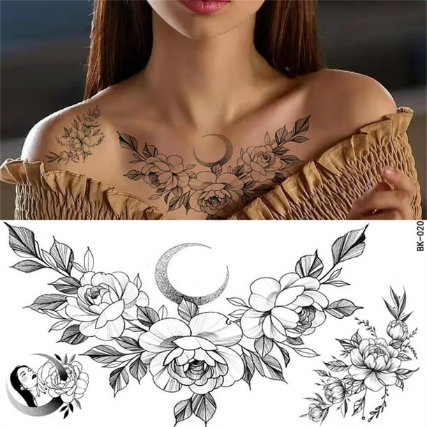 BGZLEU Long Lasting Flower Temporary Fake Tattoos For Women