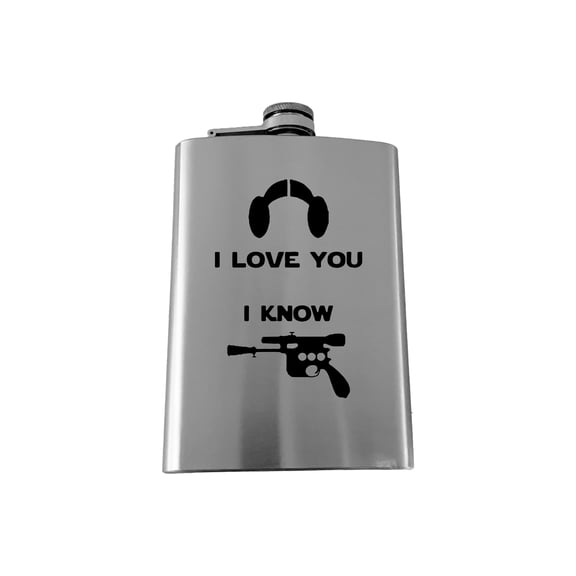 Hip Flask Plus 8oz 'I Love You, I Know' SS Flask - Leak-Proof & Expressive Design