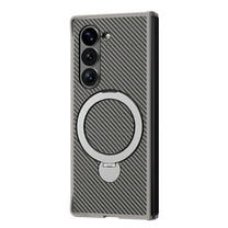 Dteck for Galaxy Z Fold 4 Case with Inivisible Magnetic Stand, Compatible with MagSafe, Carbon Fiber Pattern Shockproof Slim Phone Cover for Samsung Galaxy Z Fold 4 5G,Gray