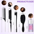 thumbnail image 4 of Styling Brush Set - 5Pcs Edge, Teasing, Rat Tail Comb & Boar Bristle Brushes for Slick Back, Ponytails & Flyaways - Men, Women, 4 of 6