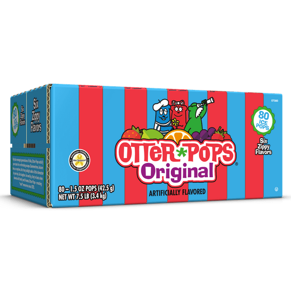 Otter Pops Original Assorted Fruit Ice Pops, Gluten Free Frozen Snack, 1.5 oz, 80 Count