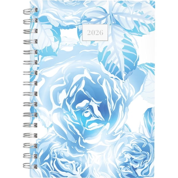 Agenda hebdomadaire Cambridge® 2026 bleu et blanc classique rose, petit format