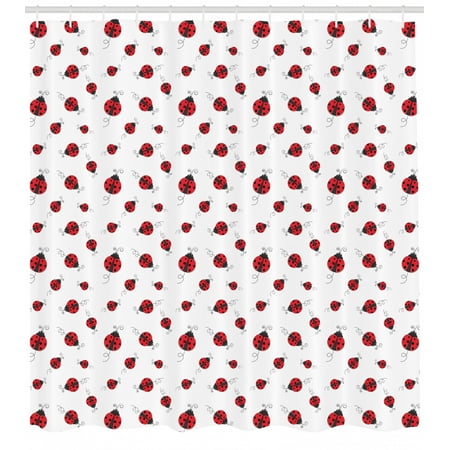 Ladybugs Shower Curtain Ladybug With Dotted Wings Swirls And