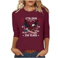 thumbnail image 2 of Women's USA 250th Anniversary Printed 3/4 Sleeve T-Shirt, Casual Round Neck Pullover Blouse, Patriotic Summer Spring Fashion Top, Soft Lightweight Shirt, Size S-4XL, 2 of 7