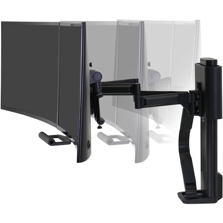 UPC: 0698833083804 | Ergotron TRACE – Mounting kit (handle  base  lift column  extension arms  bow  2 sliding pivots  2-piece desk clamp) – Patented Constant Force Technology – for 2 LCD displays – matte black – screen size: 21.5 -27