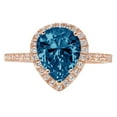 thumbnail image 7 of Halo Engagement Ring for Women - 2.38ct Natural London Blue Topaz in 14K Rose Gold Promise Ring, 7 of 7