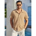thumbnail image 3 of HAOMEILI Men's Casual Button Down Shirts Short Sleeve Textured Summer Beach Shirt with Pocket, 3 of 6