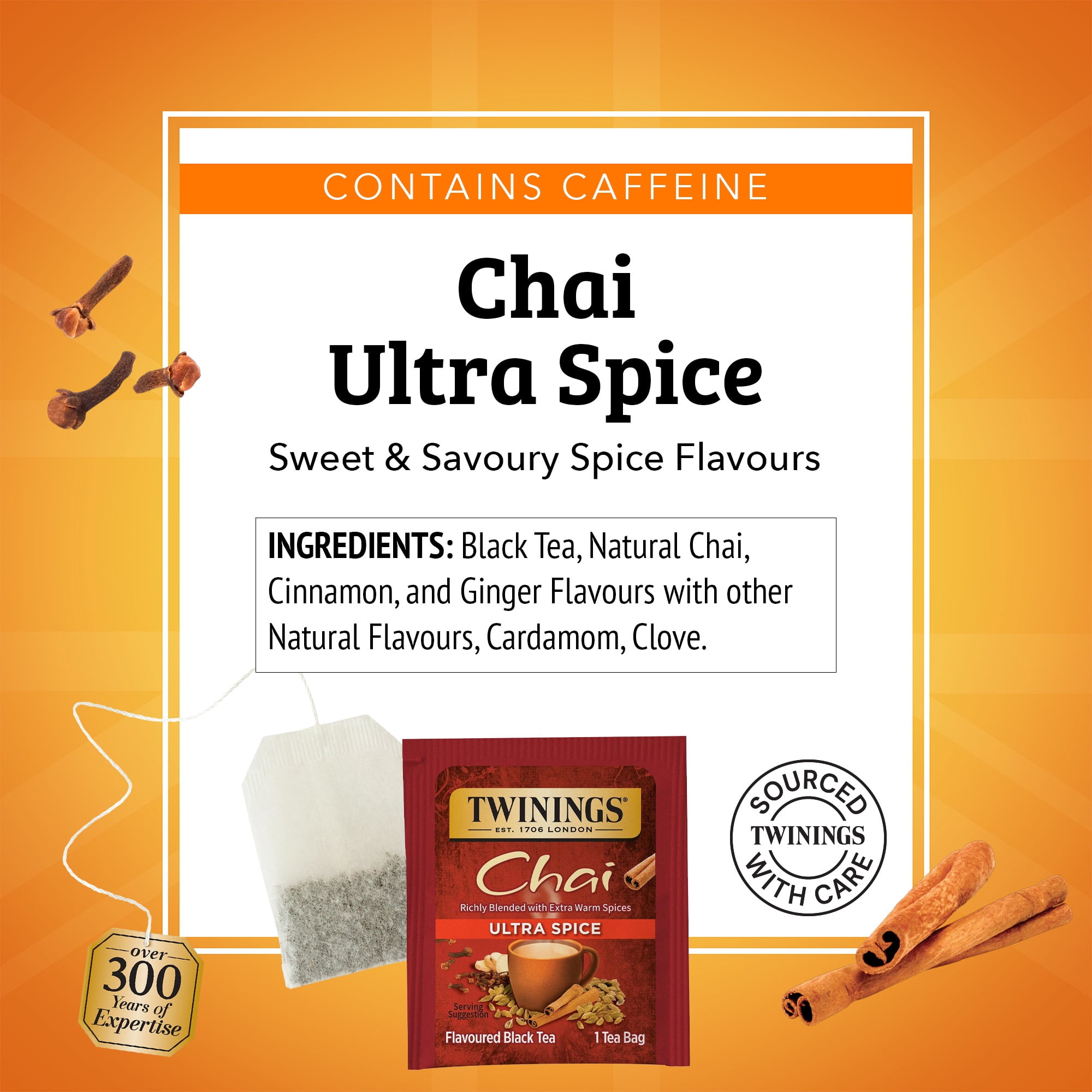 (4 pack) Twinings Of London Ultra Spice Chai Tea Bags, 20 Ct, 1.41 oz.