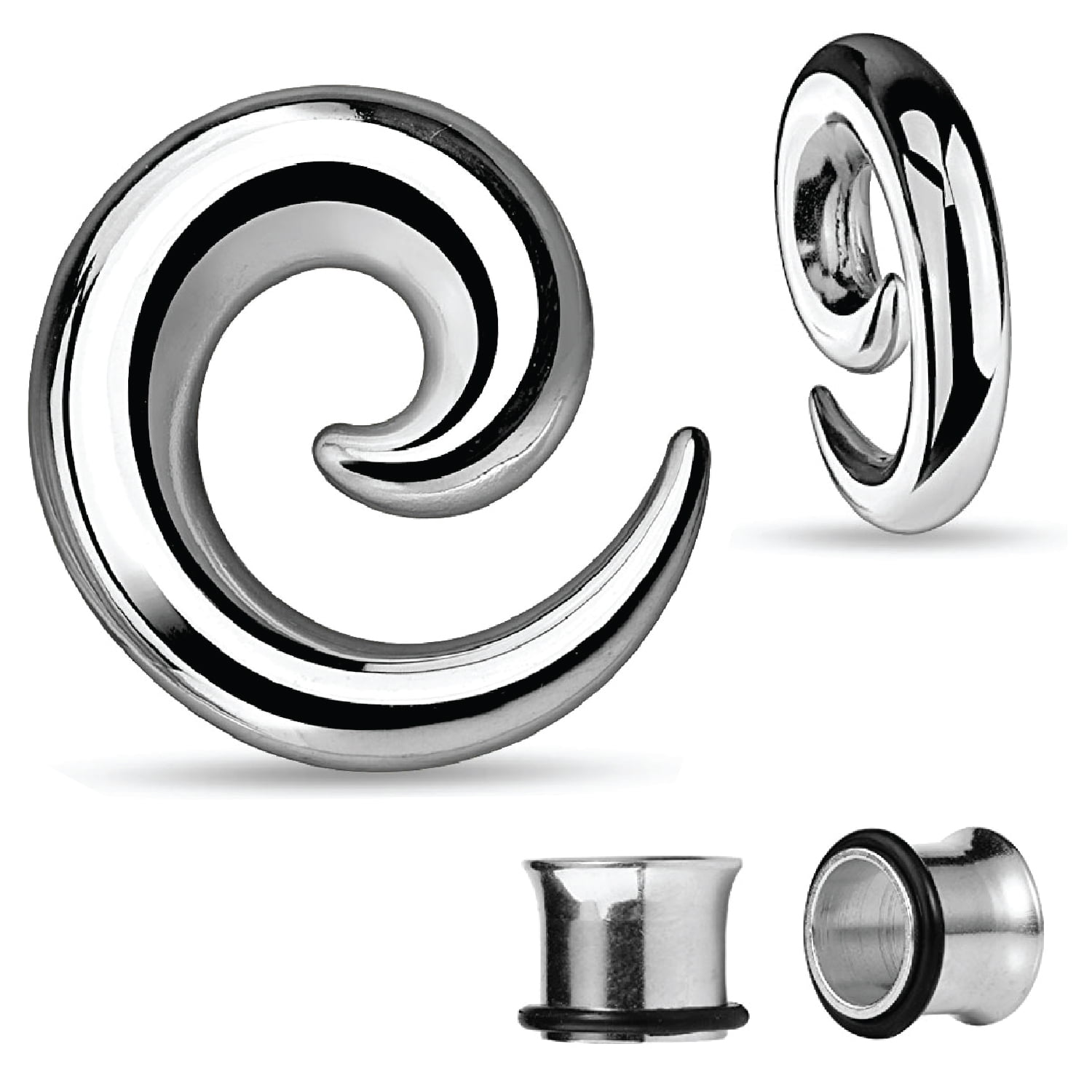 AtoZ Piercing Hollow 316L Surgical Steel Spiral Tapers Ear Plug 
