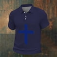 thumbnail image 4 of Kalauyu Mens Short Sleeve Turn Down Collar With Button T-Shirts Jesus Cross Printed Shirts, 4 of 4