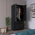 thumbnail image 2 of Depot E-Shop Armoire 71" H, with 2 doors, 3 drawers and 1 hanging rod, Black, 2 of 5