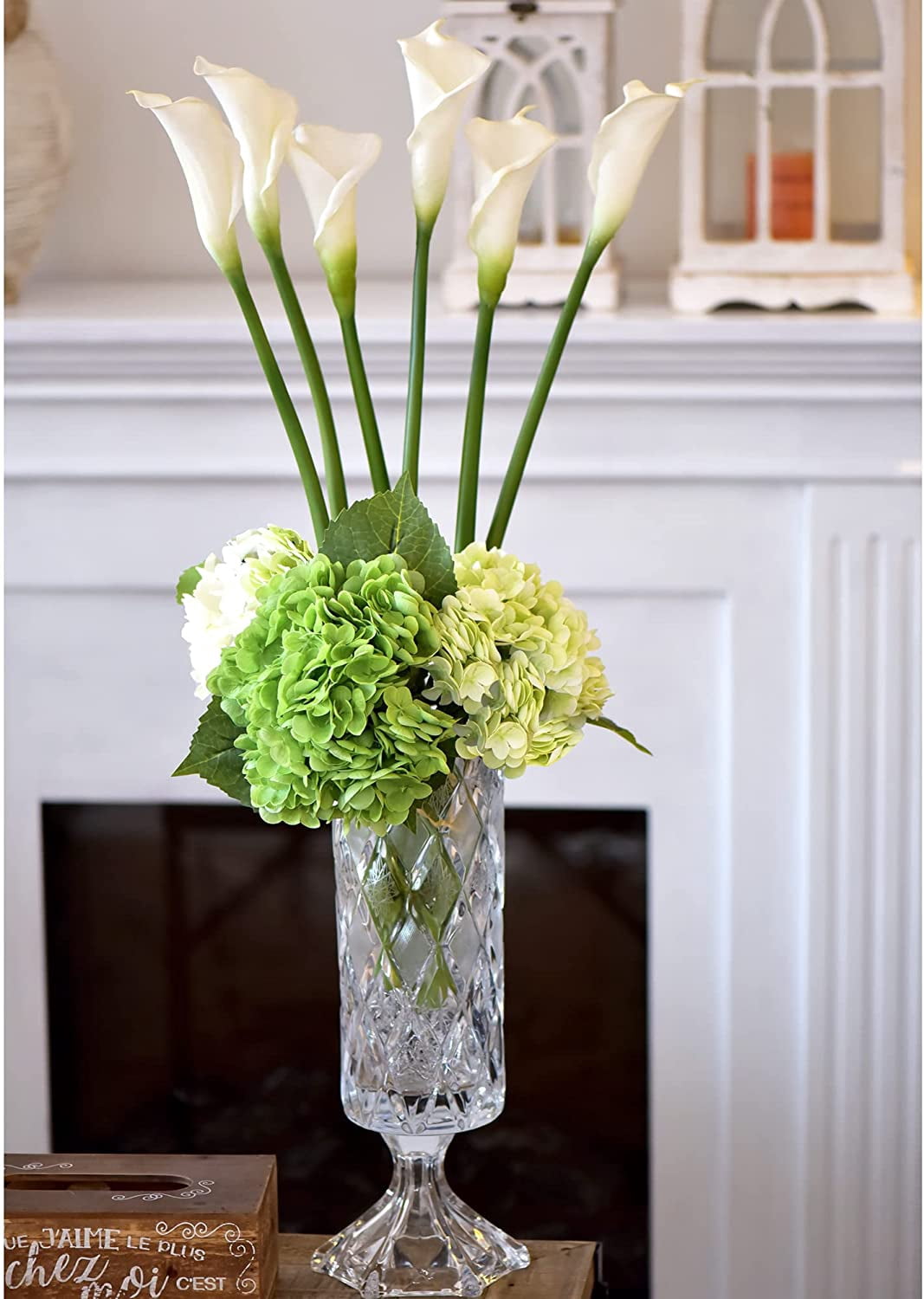 Real Touch Calla Lily Artificial Flowers, Wedding Bridal Floral Arrangements (25'' 6 Long Stems, Spring White)