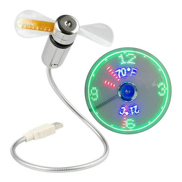 Windfall USB LED Clock Fan, USBPowered Portable Fan with Clock, LED